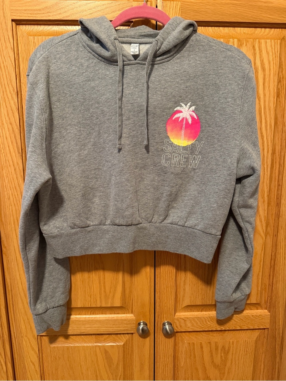 Sale!! Salty Crew Grey Cropped Sunset Palm Tree Hoodie ☀️🌴 Small Surf Vibes!